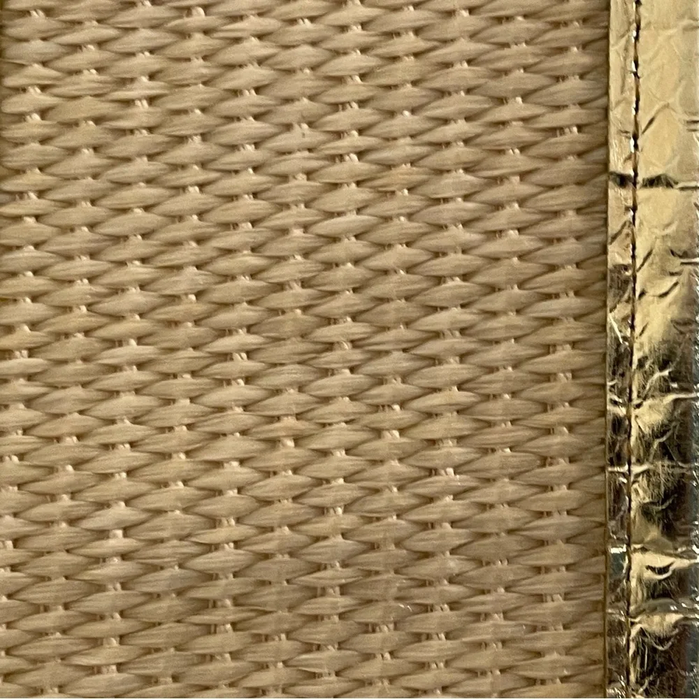 VTG: Genuine Snake Leather & Straw Wide Belt Metallic Gold/Natural Tan